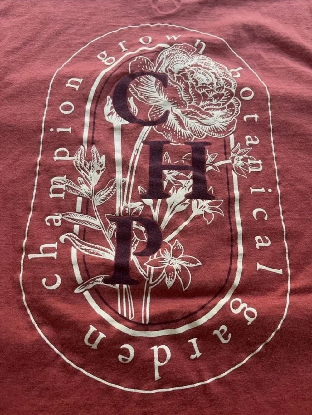Champion Coral Short-Sleeve Tee with White Floral Chest Print - Picture 4 of 5